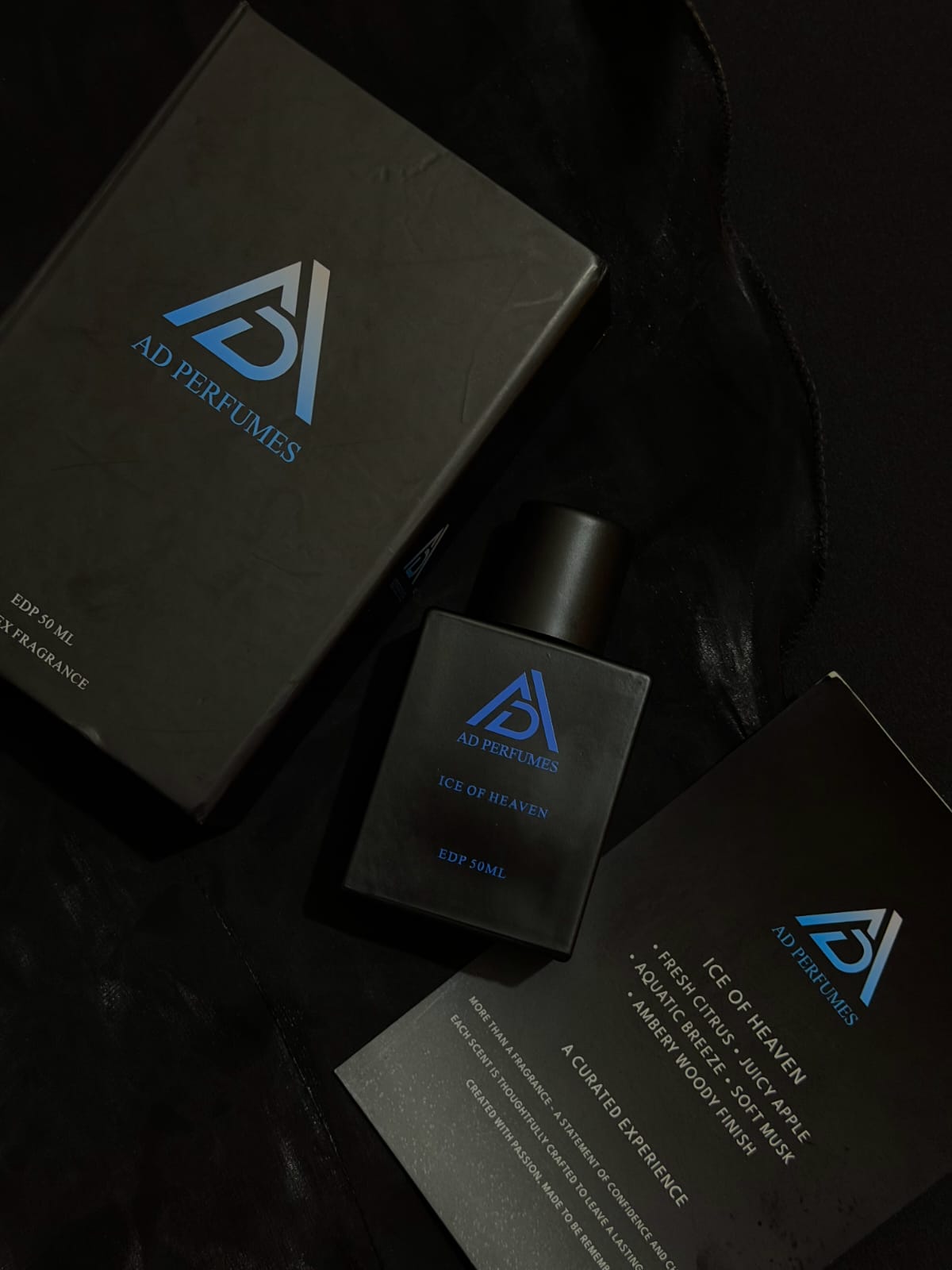 AD Perfumes Ice of Heaven bottle displayed with premium packaging